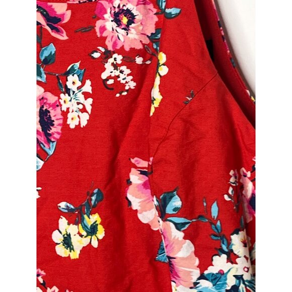 Trixxi Red Floral Fit & Flare Mini Sundress M Boho Stripe Hem Summer Casual - Picture 11 of 14